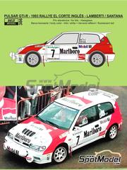 Reji Model: Marking / livery 1/24 scale - Nissan Pulsar GTI-R Group A Rocar Motorsport Team sponsored by Marlboro #7 - Carlos Alonso Lamberti (ES) + Octavio Santana (ES) - El Corte Ingles Rally Islas Canarias 1993 - resin parts, rubber parts, water slide decals, assembly instructions and tobacco sponsor decals - for Hasegawa reference 20605 image