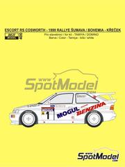 Reji Model: Decoracin escala 1/24 - Ford Escort RS Cosworth Grupo A patrocinado por Mogul, Benzina N 1, 2 - Ladislav Krecek (CZ) + Jan Krecman (CZ) - Rally de Bohemia, Rallye Sumava Mogul 1999 - calcas de agua e instrucciones de colocacin - para las referencias de Domino DMN24144 y FCD001, o las referencias de Tamiya TAM24144, TAM24153, TAM24171 y TAM24xxx