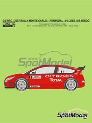 Reji Model: Decoracin escala 1/24 - Citroen C4 WRC Equipo Citron Total WRT patrocinado por Total N 1, 2 - Sebastien Loeb (FR) + Daniel Elena (MC), Daniel 'Dani' Sordo (ES) + Marc Mart (ES) - Rally de Monte Carlo - Rallye Automobile de Monte-Carlo, Vodafone Rally de Portugal  2007 - calcas de agua e instrucciones de colocacin - para la referencia de Heller 80756