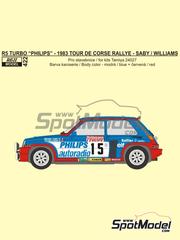 Reji Model: Marking / livery 1/24 scale - Renault 5 Turbo sponsored by Philips Autoradio #15 - Bruno Saby (FR) + Chris Williams (GB) - Tour de Corse Rallye de France 1983 - 3D printed parts, resin parts, water slide decals and placement instructions - for Tamiya reference TAM24027 image
