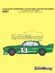 Reji Model: Marking / livery 1/24 scale - BMW 3.0 CSL BMW Alpina Team sponsored by Gsser Beer #5 - Tom Walkinshaw (GB) + Dieter Quester (AT) - European Touring Car Championship ETCC Brno 1977 - water slide decals and placement instructions - for Beemax Model Kits reference BX24066