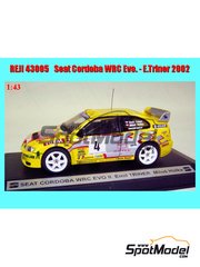 Reji Model: Car scale model kit 1/43 scale - Seat Cordoba Evo 2 Seat Sport Czech Team sponsored by Defend-Lock #4 - Emil Triner (CZ) + Milo� Hulka (CZ) - Cesky Krumlov Rally 2002 - photo-etched parts, resin parts, rubber parts, turned metal parts, water slide decals and assembly instructions