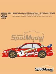 Reji Model: Marking / livery 1/43 scale - Subaru Impreza WRC sponsored by Winfield #1 - Bruno Thiry (BE) + Stéphane Prévot (BE) - Condroz Rally - Rallye du Condroz 1997 - water slide decals, placement instructions and tobacco sponsor decals image