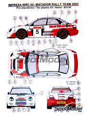 Reji Model: Marking / livery 1/43 scale - Subaru Impreza WRC sponsored by Matador #5 - Petr Star� (CZ) + Jozef B�res (SK) - Matador Rally 2003 - water slide decals and placement instructions