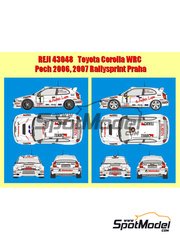 Reji Model: Decals 1/43 scale - Toyota Corolla WRC Budai Team sponsored by Di Andrea Lupo, Matador #1 - V�clav Pech (CZ) + Mirek Topol�nek (CZ) - Prague Rallysprint 2006 and 2007 - water slide decals and placement instructions