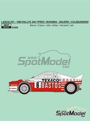 Reji Model: Marking / livery 1/43 scale - Lancia 037 Rally sponsored by Bastos, Texaco #6 - Patrick Snijers (BE) + Dany Colebunders (BE) - Bohemia Rally 1986 - water slide decals, placement instructions and tobacco sponsor decals image