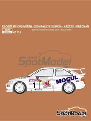 Reji Model: Marking / livery 1/43 scale - Ford Escort RS Cosworth Group A sponsored by Mogul #1 - Ladislav Krecek (CZ) + Jan Krecman (CZ) - Rallye Sumava Mogul 2000 - water slide decals and placement instructions