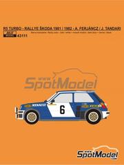 Reji Model: Marking / livery 1/43 scale - Renault 5 Turbo Group 4 sponsored by Volan #1, 6 - Attila Ferjncz (HU) + Jnos Tandari (HU) - Skoda Rally  1981 and 1982 - water slide decals and placement instructions