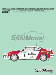 Reji Model: Marking / livery 1/24 scale - Toyota Celica GT-Four ST205 Group A H.F. Grifone SRL Team sponsored by Marlboro #1 - Juha Kankkunen (FI) + Juha Repo (FI) - El Corte Ingles Rally Islas Canarias 1997 - water slide decals, placement instructions and tobacco sponsor decals - for Beemax Model Kits reference BX24065