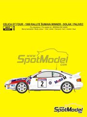 Reji Model: Marking / livery 1/24 scale - Toyota Celica GT-Four ST205 Group A Hagelands Rallysport Team sponsored by Mobil 1, Eurotel #2 - Milan Dol�k (CZ) + Jaroslav Palivec (CZ) - Rallye Sumava Mogul 1999 - water slide decals and placement instructions - for Beemax Model Kits reference BX24065