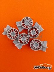 Reji Model: Llantas escala 1/24 - Fondmetal EVO Corse 18 pulgadas para Peugeot 206 WRC - piezas impresas en 3D - para las referencias de Tamiya TAM24221, TAM24226, TAM24236, TAM24255, TAM24267 y TAM24283 - 5 unidades