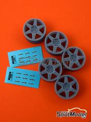 Reji Model: Llantas escala 1/24 - Speedline 6 radios versin asfalto - piezas impresas en 3D y calcas de agua - para la referencia de Domino DMN24144, o las referencias de Tamiya TAM24144 y TAM24153 - 5 unidades