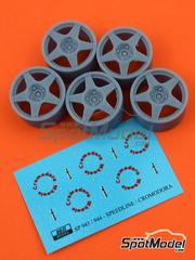 Reji Model: Llantas escala 1/24 - Speedline 4 tuercas versin asfalto - piezas impresas en 3D y calcas de agua - para la referencia de Domino DMN24144, o las referencias de Tamiya TAM24144, TAM24153, TAM24171 y TAM24xxx - 5 unidades