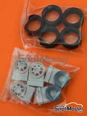 Reji Model: Rims and tyres set 1/24 scale - Enkei Nissan Pulsar GTI-R - resin parts and rubber parts - for Hasegawa references 20605, 20639, 21153 and HC47 - 5 units