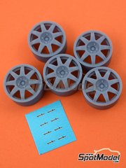 Reji Model: Rims 1/24 scale - Speedline 17 inches - 3D printed parts and water slide decals - for Nunu reference PN24009 - 5 units