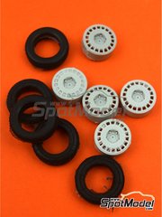 Reji Model: Rims and tyres set 1/24 scale - OZ Racing 5 screws with snow tyres - resin parts and rubber parts - 5 units image