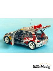 Renaissance Models: Car scale model kit 1/43 scale - Renault Clio Maxi sponsored by Belga #10 - Bernard Munster (BE) + Jean-Francois Elst (BE) - Boucles de SPA 1995 - photo-etched parts, resin parts, rubber parts, vacuum formed parts, water slide decals, other materials, assembly instructions and tobacco sponsor decals