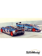 Renaissance Models: Maqueta de coche escala 1/43 - McLaren F1 GTR Equipo Gulf Racing patrocinado por Gulf N� 24, 25 - Maurizio Sandro Sala (BR) + Ray Bellm (GB) + Mark Blundell (GB), Pierre-Henri Raphanel (FR) + Phillippe Alliot (FR) + Lindsay Owen-Jones (GB) - 24 Horas de Le Mans 1995 - fotograbados, piezas de resina, piezas de goma, piezas vacuformadas, calcas de agua, otros materiales y manual de instrucciones