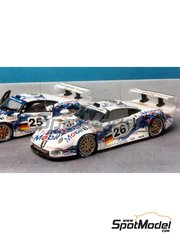 Renaissance Models: Car scale model kit 1/43 scale - Porsche 911 GT1 Porsche AG Team sponsored by Mobil1 #25, 26 - Thierry Boutsen (BE) + Hans-Joachim Stuck (DE) + Robert 'Bob' Wollek (FR), Yannick Dalmas (FR) + Karl Wendlinger (AT) + Scott Goodyear (CA) - 24 Hours Le Mans 1996 - photo-etched parts, resin parts, rubber parts, vacuum formed parts, water slide decals and assembly instructions