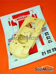 Renaissance Models: Car scale model kit 1/43 scale - Nissan R390 GT1 sponsored by Calsonic Clarion #21, 22, 23 - J&ouml;rg M&uuml;ller (DE) + Wayne Taylor (ZA) + Martin Brundle (GB), Eric van de Poele (BE) + Aguri Suzuki (JP) + Riccardo Patrese (IT), Kazuyoshi Hoshino (JP) + Erik Comas (FR) + Masahiko Kageyama (JP) - 24 Hours Le Mans 1997 - resin multimaterial kit image