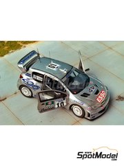 Renaissance Models: Car scale model kit 1/43 scale - Peugeot 206 WRC sponsored by Esso #9, 10 - Francois Delecour (FR) + Daniel Grataloup (FR), Marcus Gr�nholm (FI) + Timo Rautiainen (FI) - Svezia Sweden Rally 2000 - photo-etched parts, resin parts, rubber parts, vacuum formed parts, water slide decals, other materials and assembly instructions