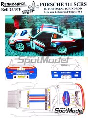 Renaissance Models: Car scale model kit 1/24 scale - Porsche 911 SCRS sponsored by Rothmans #6 - Henri Toivonen (FI) + Ian Grindrod (GB) - Ypres Rally 1984 - resin multimaterial kit