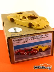 Renaissance Models: Car scale model kit 1/24 scale - Ford GT40 Mk IV Shelby American Team #1, 2 - Dan Gurney (US) + Anthony Joseph 'A. J.' Foyt Jr. (US), Bruce McLaren (NZ) + Mark Donohue (US) - 24 Hours Le Mans 1967 - photo-etched parts, resin parts, rubber parts, turned metal parts, vacuum formed parts, water slide decals, white metal parts and assembly instructions