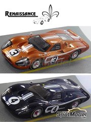 Renaissance Models: Maqueta de coche escala 1/24 - Ford GT40 Mk IV Equipo Holman & Moody N 3, 4 - Mario Andretti (US) + Lucien Bianchi (BE), Denis Clive 'Denny' Hulme (NZ) + Lloyd Ruby (US) - 24 Horas de Le Mans 1967 - fotograbados, piezas de resina, piezas de goma, piezas vacuformadas, otros materiales, manual de instrucciones e instrucciones de pintado