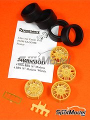 Renaissance Models: Set de llantas y neumticos escala 1/24 - BBS 18 pulgadas 2001 - piezas de resina y piezas de goma - para las referencias de Tamiya TAM24228, TAM24242, TAM24298, TAM24299 y TAM89595 - 4 unidades