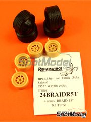 Renaissance Models: Set de llantas y neumticos escala 1/24 - Braid de 15 pulgadas - piezas de resina y piezas de goma - 4 unidades