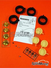 Renaissance Models: Rims and tyres set 1/24 scale - Campagnolo for Ferrari 275 GTB - photo-etched parts, resin parts, rubber parts and turned metal parts - 4 units