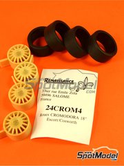Renaissance Models: Set de llantas y neumticos escala 1/24 -  Cromodora de 18 pulgadas - piezas de resina y piezas de goma - para la referencia de Domino DMN24144, o las referencias de Tamiya TAM24153, TAM24171 y TAM24xxx - 4 unidades