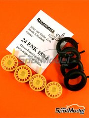 Renaissance Models: Rims and tyres set 1/24 scale - Enkei 15 inches 4 nuts asymmetric snow tyres - resin parts and rubber parts - 4 units image