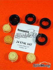 Renaissance Models: Set de llantas y neumticos escala 1/24 - Enkei 16 pulgadas con neumatico de tierra - piezas de resina y piezas de goma - 4 unidades