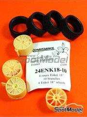 Renaissance Models: Rims and tyres set 1/24 scale - Enkei 18 inches 10 arms rims - resin parts and rubber parts - 4 units