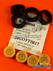 Renaissance Models: Set de llantas y neumticos escala 1/24 - Gotti R17 13 pulgadas - resina, goma - 4 unidades