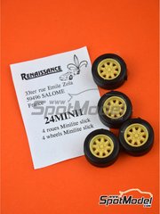 Renaissance Models: Rims and tyres set 1/24 scale - Minilite 13 inches - resin parts and rubber parts - for Belkits references BEL006, BEL-006, BEL007 and BEL-007