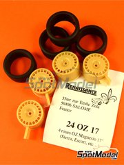 Renaissance Models: Set de llantas y neumticos escala 1/24 - OZ de 17 pulgadas - piezas de resina y piezas de goma - 4 unidades