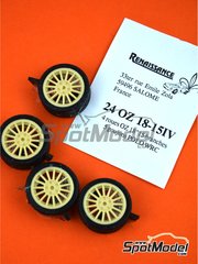 Renaissance Models: Set de llantas y neumticos escala 1/24 - OZ 18 pulgadas 15 radios 5 tuercas - piezas de resina y piezas de goma - para las referencias de Belkits BEL-005, BEL010, BEL-010, BEL011 y BEL-011