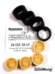 Renaissance Models: Rims and tyres set 1/24 scale - OZ 18 inches 15 spokes rims with rally tyres  - resins and rubber tyres - 4 units