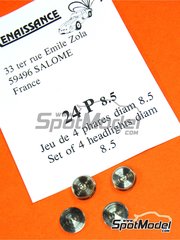 Renaissance Models: Detail - 8.5mm round headlight - turned metal parts - 4 units