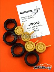 Renaissance Models: Set de llantas y neumticos escala 1/24 - Ronal Turbo con neumticos lisos - piezas de resina y piezas de goma - 4 unidades
