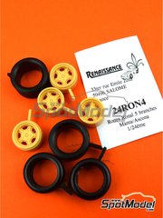 Renaissance Models: Set de llantas y neumticos escala 1/24 - Ronal con neumticos lisos - piezas de resina y piezas de goma - para las referencias de Belkits BEL008, BEL-008, BEL009, BEL-009, BEL019, BEL-019, BEL020 y BEL-020, o la referencia de Narton Kits NART004 - 4 unidades