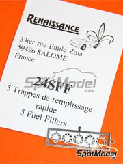 Renaissance Models: Petrol Caps 1/24 scale - Rally fuel fillers - photo-etched parts - 5 units