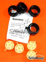 Renaissance Models: Set de llantas y neumticos escala 1/24 - Speedline 16 pulgadas 5 radios - piezas de resina y piezas de goma - 4 unidades