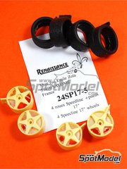 Renaissance Models: Set de llantas y neumticos escala 1/24 - Speedline 17 pulgadas 5 radios - piezas de resina y piezas de goma - 4 unidades