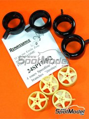 Renaissance Models: Set de llantas y neumticos escala 1/24 - Speedline 16 pulgadas 5 radios - piezas de resina y piezas de goma - 4 unidades