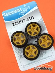 Renaissance Models: Rims and tyres set 1/24 scale - Speedline SL2110 17 inches 5 spokes 4 nuts - resin parts and rubber parts - 4 units