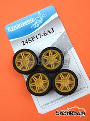 Renaissance Models: Rims and tyres set 1/24 scale - Speedline SL2116 17 inches 6 spokes 4 nuts - resin parts and rubber parts - 4 units