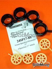 Renaissance Models: Set de llantas y neumticos escala 1/24 - Speedline 17 pulgadas 8 radios - piezas de resina y piezas de goma - 4 unidades